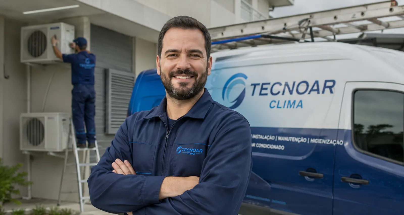 Técnicos de ar-condicionado atendendo em sua região