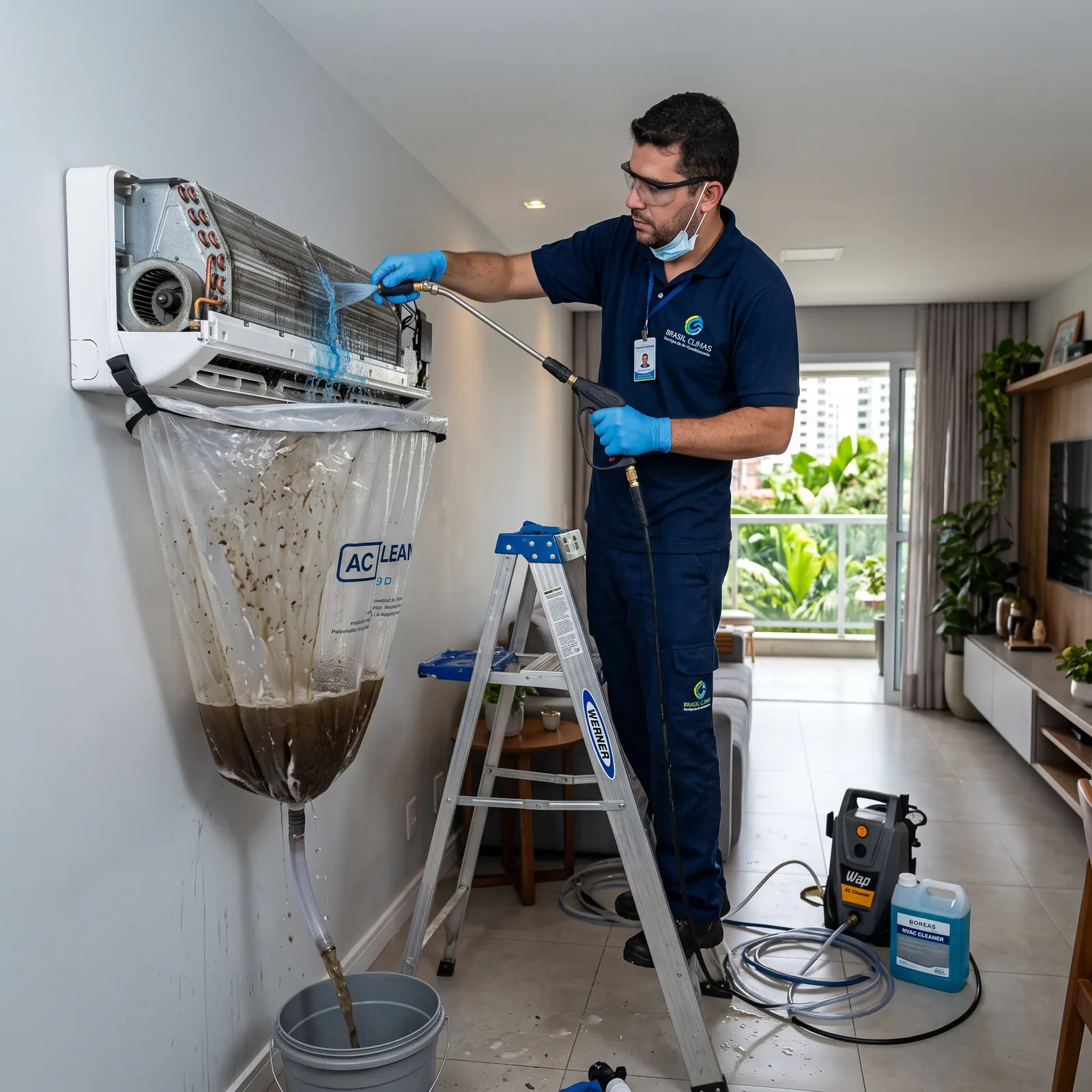 Limpeza completa com equipamento profissional